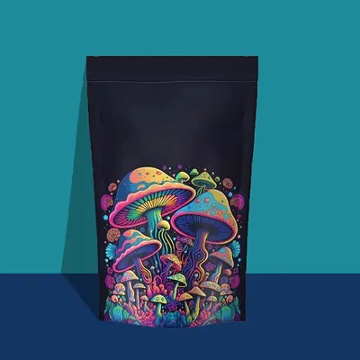 3.5 Mylar Bags shown in a retail presentation setting