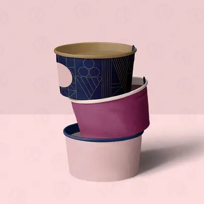 3 oz Paper Cups shown at an angle that reveals the depth of the pack
