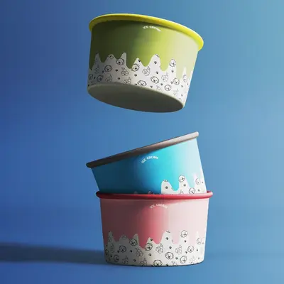 3 oz Paper Cups presented alongside its printed surface detail