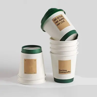 6 oz Paper Cups presented alongside its printed surface detail