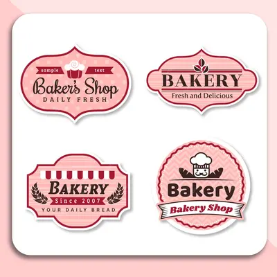 Bakery Labels photographed from a second angle showing the side panel