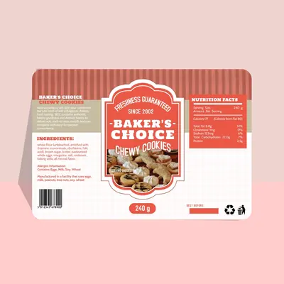 Bakery Labels displayed with the closure detail visible