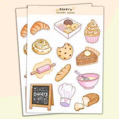 Bakery Stickers photographed from a second angle showing the side panel