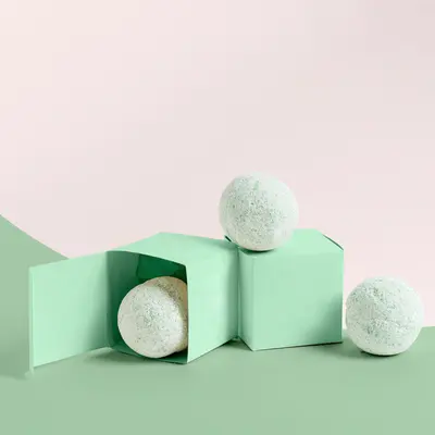 Bath Bomb Boxes shown as a finished custom-printed pack