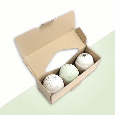 Bath Bomb Boxes photographed from a second angle showing the side panel