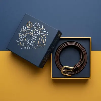 Belt Boxes shown as a finished custom-printed pack