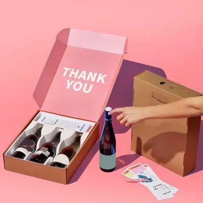 Beverage Gift Boxes presented alongside its printed surface detail