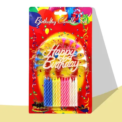 Birthday Candle Packaging shown as a finished custom-printed pack