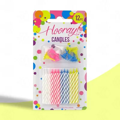 Birthday Candle Packaging shown at an angle that reveals the depth of the pack