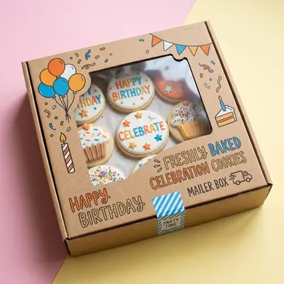 Birthday Cookie Boxes shown at an angle that reveals the depth of the pack
