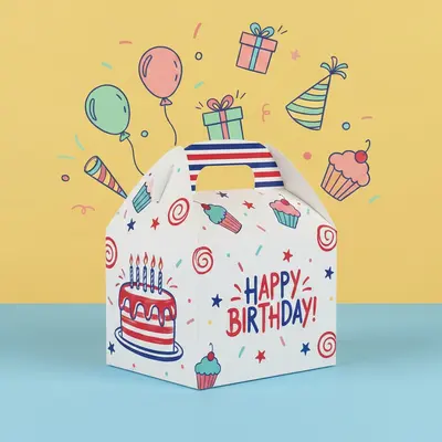 Birthday Gable Boxes displayed with the closure detail visible