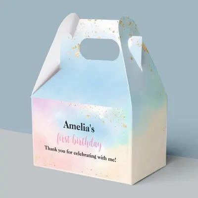 Birthday Gable Boxes presented alongside its printed surface detail