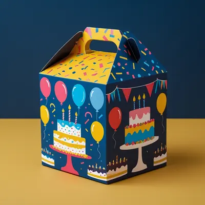 Birthday Party Food Boxes shown as a finished custom-printed pack