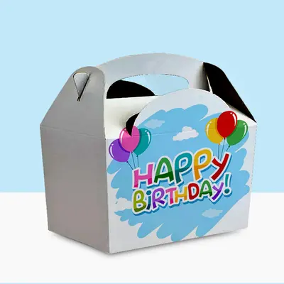 Birthday Party Food Boxes photographed from a second angle showing the side panel
