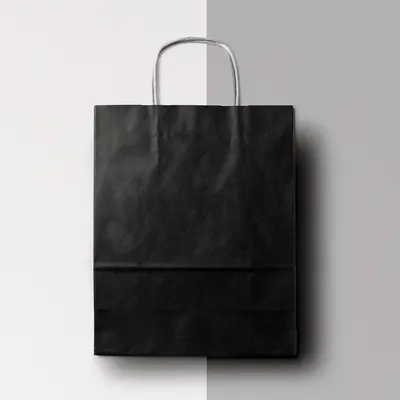Black Paper Bags shown as a finished custom-printed pack