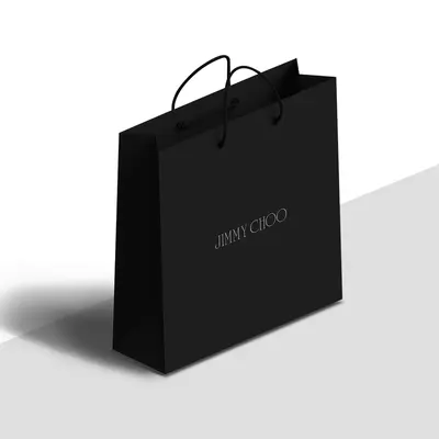 Black Paper Bags photographed from a second angle showing the side panel