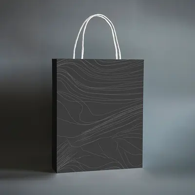 Black Paper Bags displayed with the closure detail visible