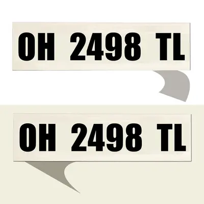 Boat Registration Number Stickers presented alongside its printed surface detail