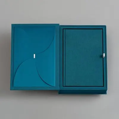 Booklet Boxes with Inserts photographed from a second angle showing the side panel