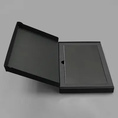 Booklet Boxes with Inserts displayed with the closure detail visible
