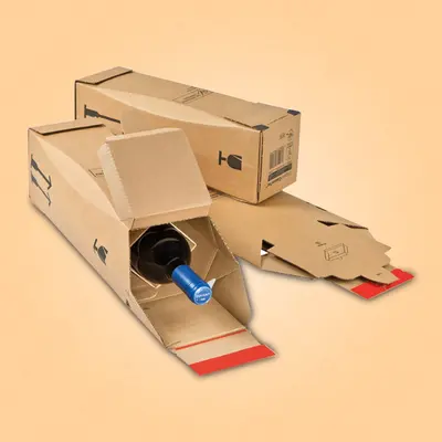 Bottle Boxes shown at an angle that reveals the depth of the pack