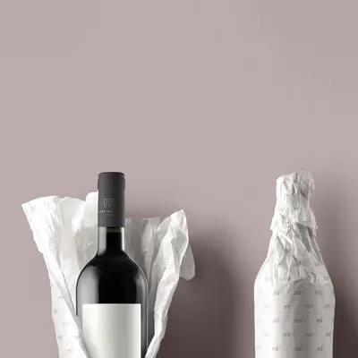 Bottle Wrapping Paper photographed from a second angle showing the side panel