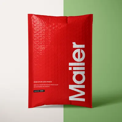 Branded Bubble Mailers displayed with the closure detail visible