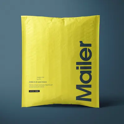 Branded Bubble Mailers presented alongside its printed surface detail