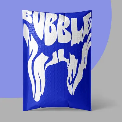Bubble Mailers presented alongside its printed surface detail