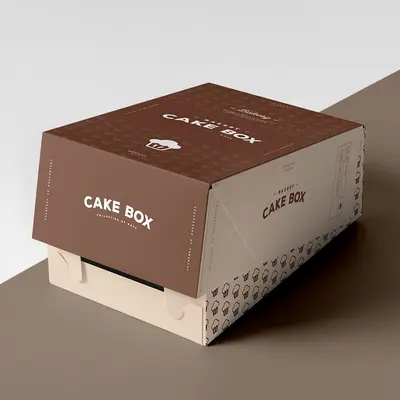 Cake Boxes shown as a finished custom-printed pack