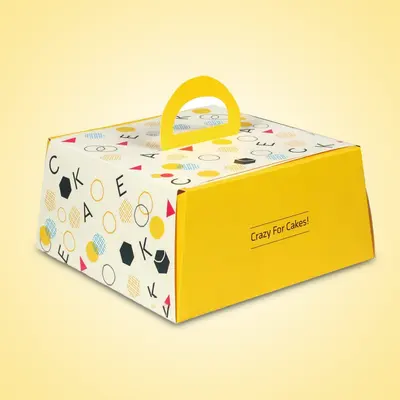 Cake Boxes presented alongside its printed surface detail