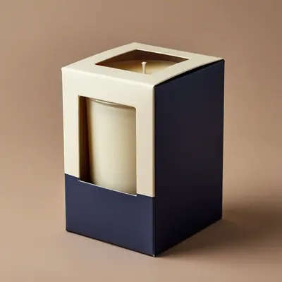 Candle Boxes with Window shown as a finished custom-printed pack