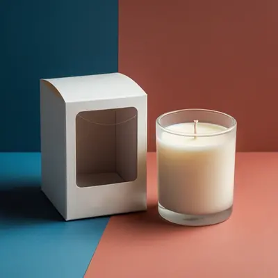 Candle Boxes with Window shown at an angle that reveals the depth of the pack