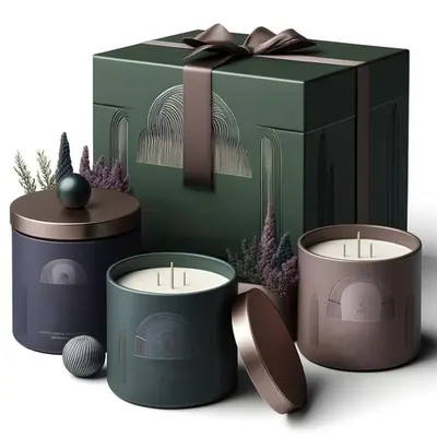 Candle Gift Boxes presented alongside its printed surface detail