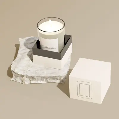 Candle Jar Boxes presented alongside its printed surface detail