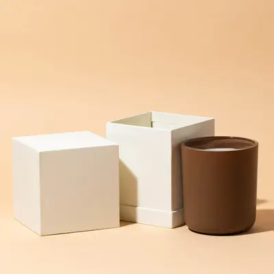 Candle Product Boxes photographed from a second angle showing the side panel