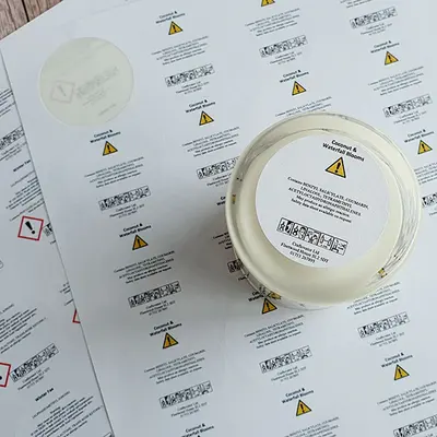 Candle Warning Labels shown at an angle that reveals the depth of the pack