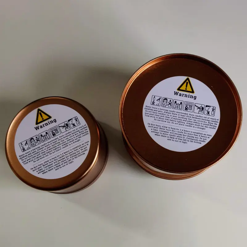 Candle Warning Labels produced as custom labels
