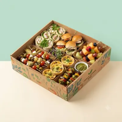 Cardboard Catering Trays displayed with the closure detail visible