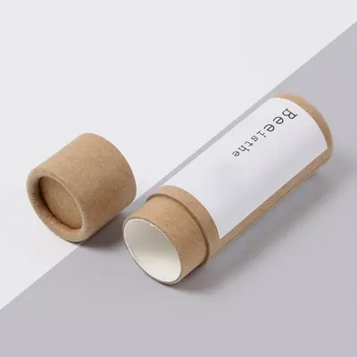 Cardboard Deodorant Tubes photographed from a second angle showing the side panel
