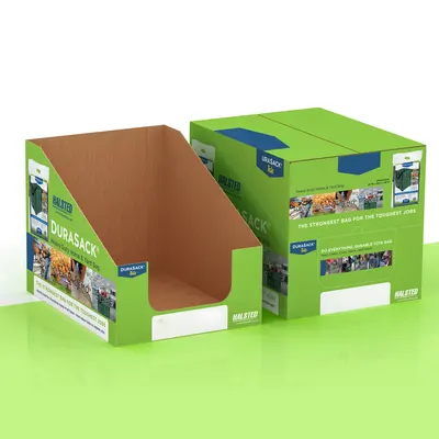 Cardboard Display Boxes photographed from a second angle showing the side panel