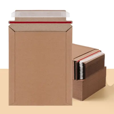 Cardboard Document Mailers presented alongside its printed surface detail
