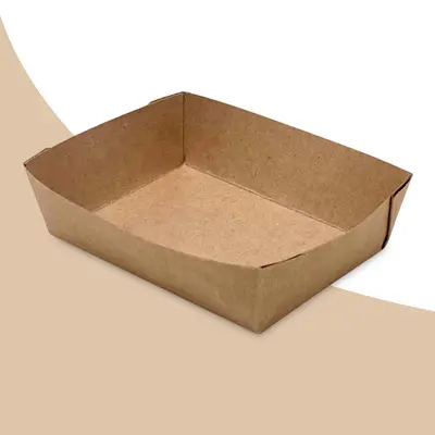 Cardboard Lunch Trays shown at an angle that reveals the depth of the pack