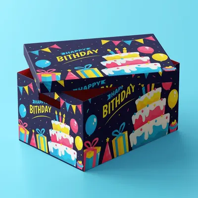 Cardboard Snack Boxes photographed from a second angle showing the side panel