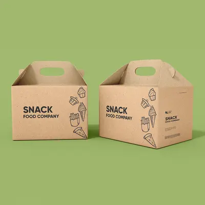 Cardboard Snack Boxes displayed with the closure detail visible