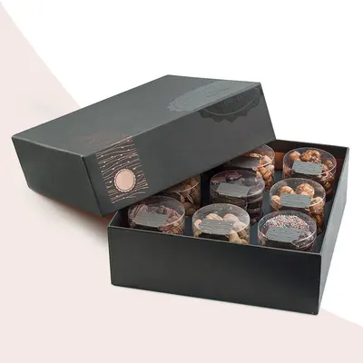 Cardboard Snack Boxes presented alongside its printed surface detail