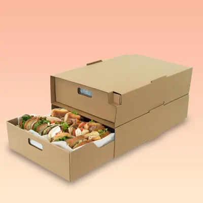 Catering Boxes shown as a finished custom-printed pack