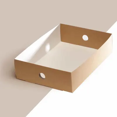 Catering Boxes presented alongside its printed surface detail