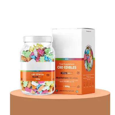 CBD Gummies Boxes photographed from a second angle showing the side panel