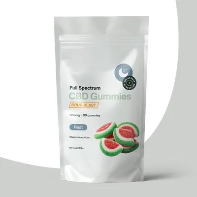 CBD Gummies Boxes shown at an angle that reveals the depth of the pack